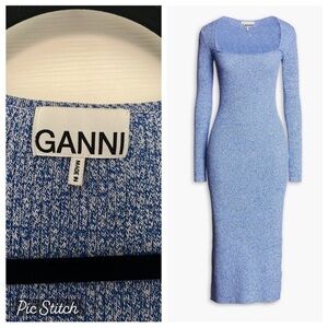 Ganni Blue Ribbed Dress size small worn once